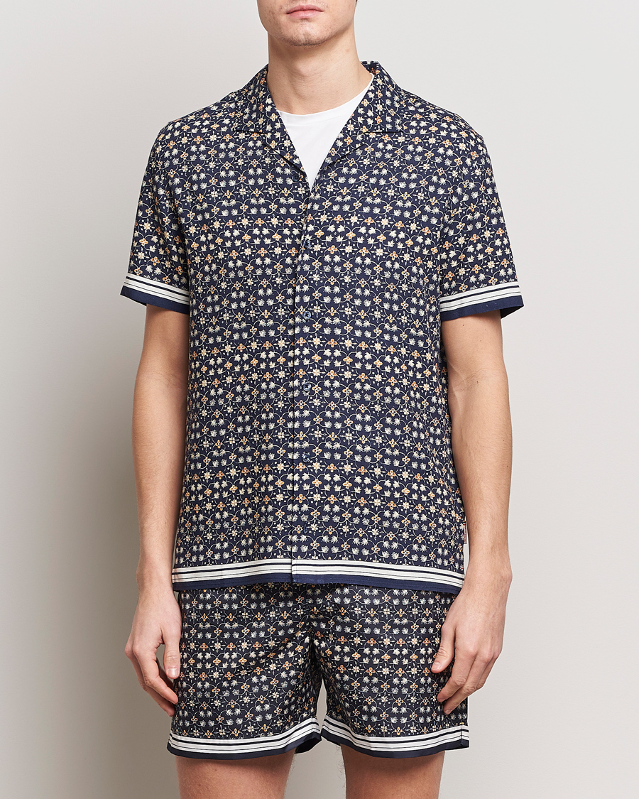 Herre | Skjorter | Orlebar Brown | Hibbert Fiore Short Sleeve Shirt Night Iris