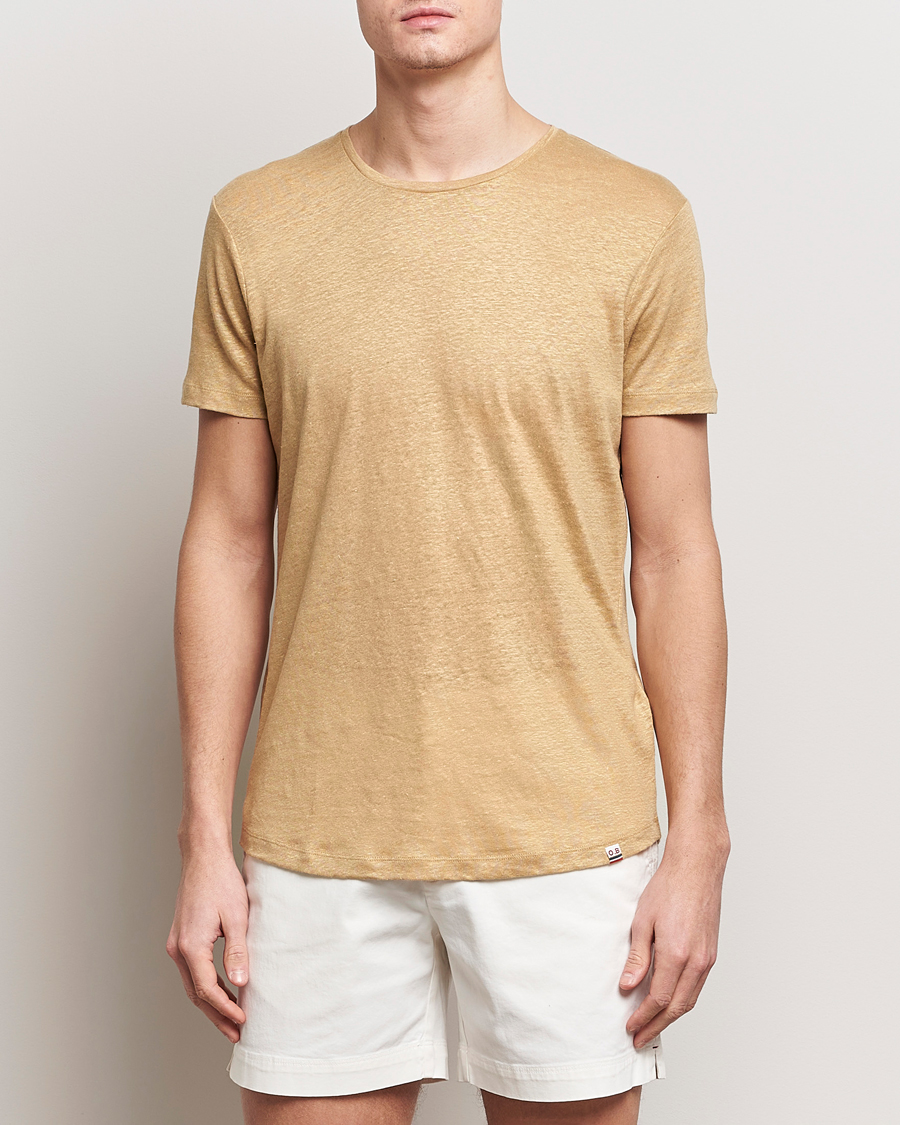 Herre |  | Orlebar Brown | OB Linen Crew Neck Tee Biscuit