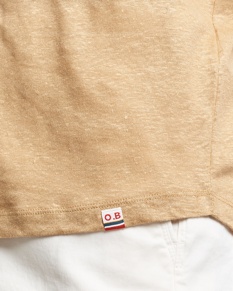 Herre | T-Shirts | Orlebar Brown | OB Linen Crew Neck Tee Biscuit