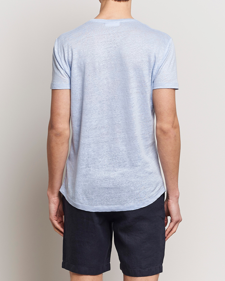 Herre | T-Shirts | Orlebar Brown | OB Linen Crew Neck Tee Soft Blue
