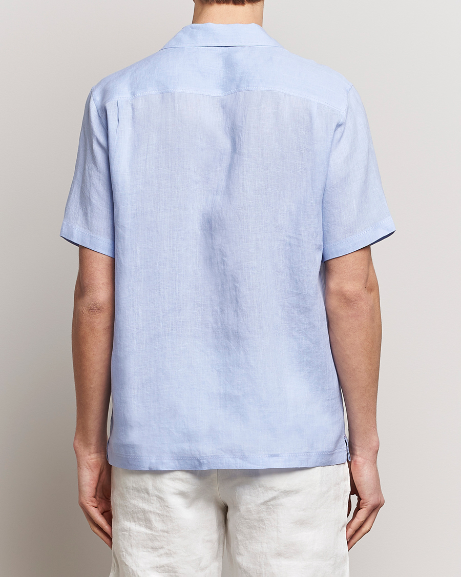 Herre | Skjorter | Orlebar Brown | Maitan Short Sleeve Linen Shirt Soft Blue