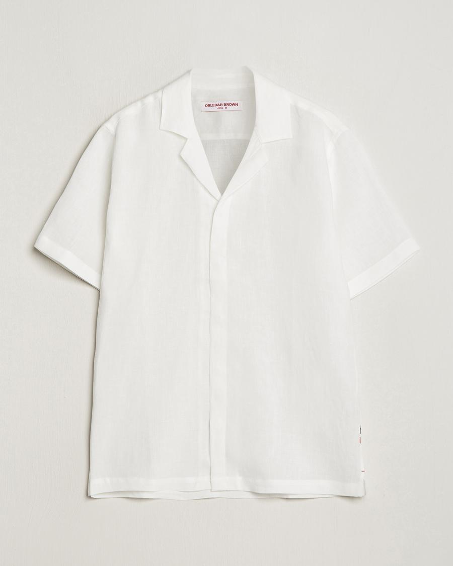 Herre | Skjorter | Orlebar Brown | Maitan Short Sleeve Linen Shirt White