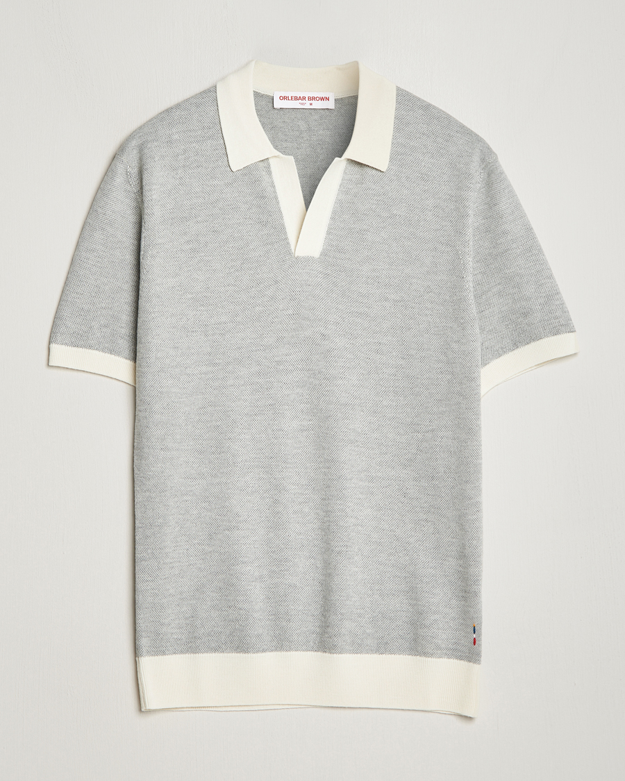 Herre | Pikéer | Orlebar Brown | Horton Contrast Knitted Polo White/Grey