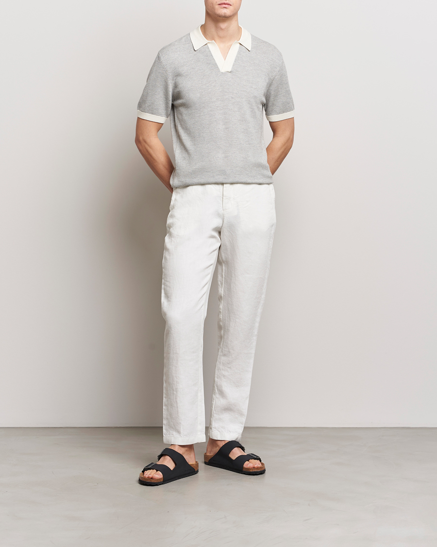 Herre | Pikéer | Orlebar Brown | Horton Contrast Knitted Polo White/Grey
