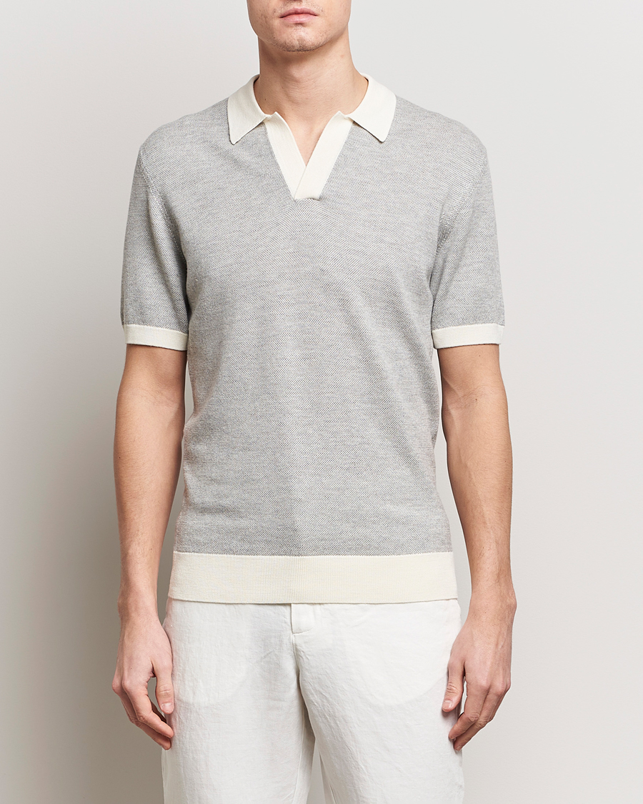 Herre | Pikéer | Orlebar Brown | Horton Contrast Knitted Polo White/Grey