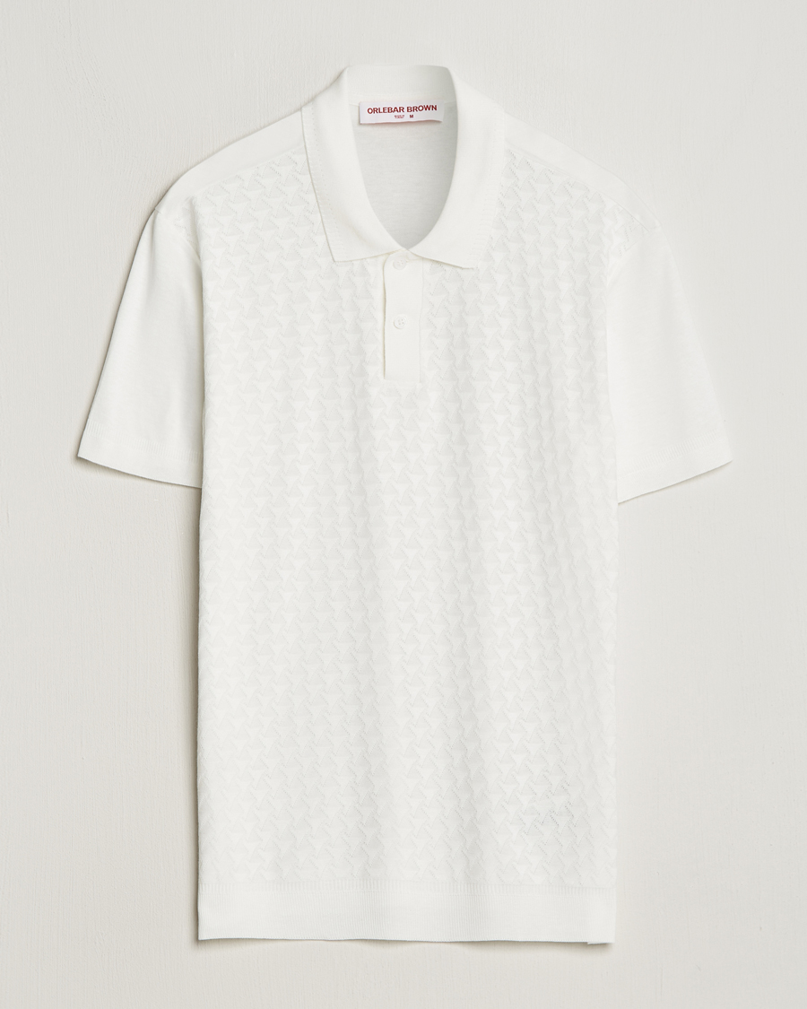 Herre | Pikéer | Orlebar Brown | Jarrett Jaquard Knitted Ribb Polo White