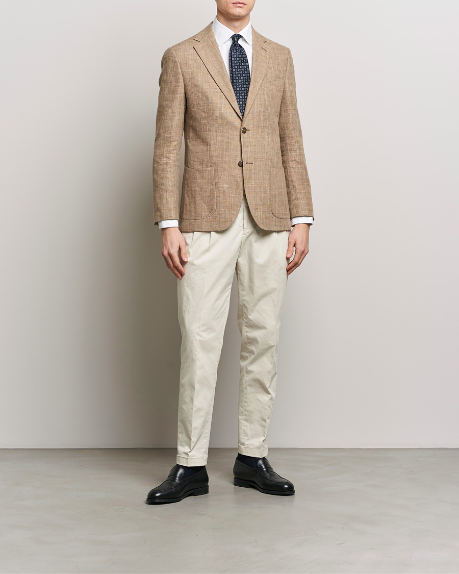 Herre | Dressjakker | Morris Heritage | Mike Cotton/Linen Structure Blazer Light Brown