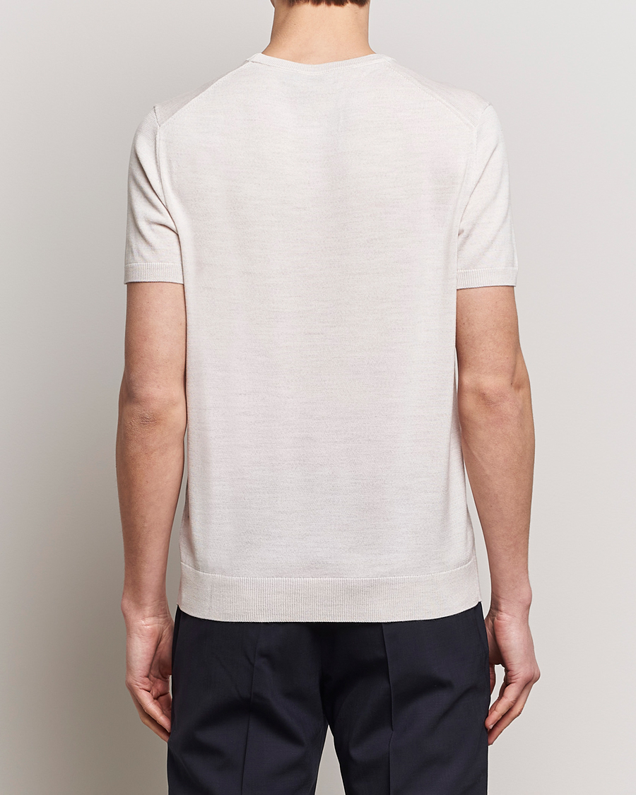 Herre | T-Shirts | Morris Heritage | Kingsley Knitted Merino T-Shirt Off White