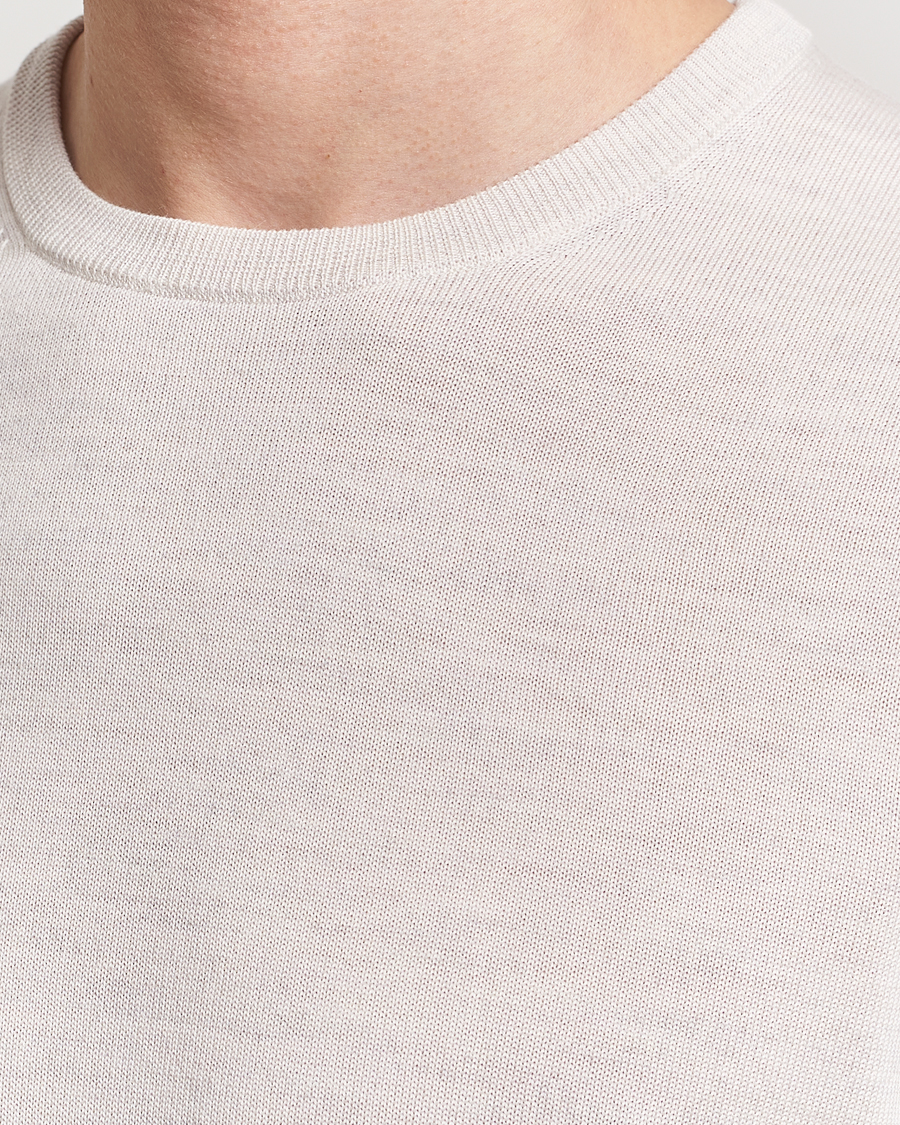 Herre | T-Shirts | Morris Heritage | Kingsley Knitted Merino T-Shirt Off White