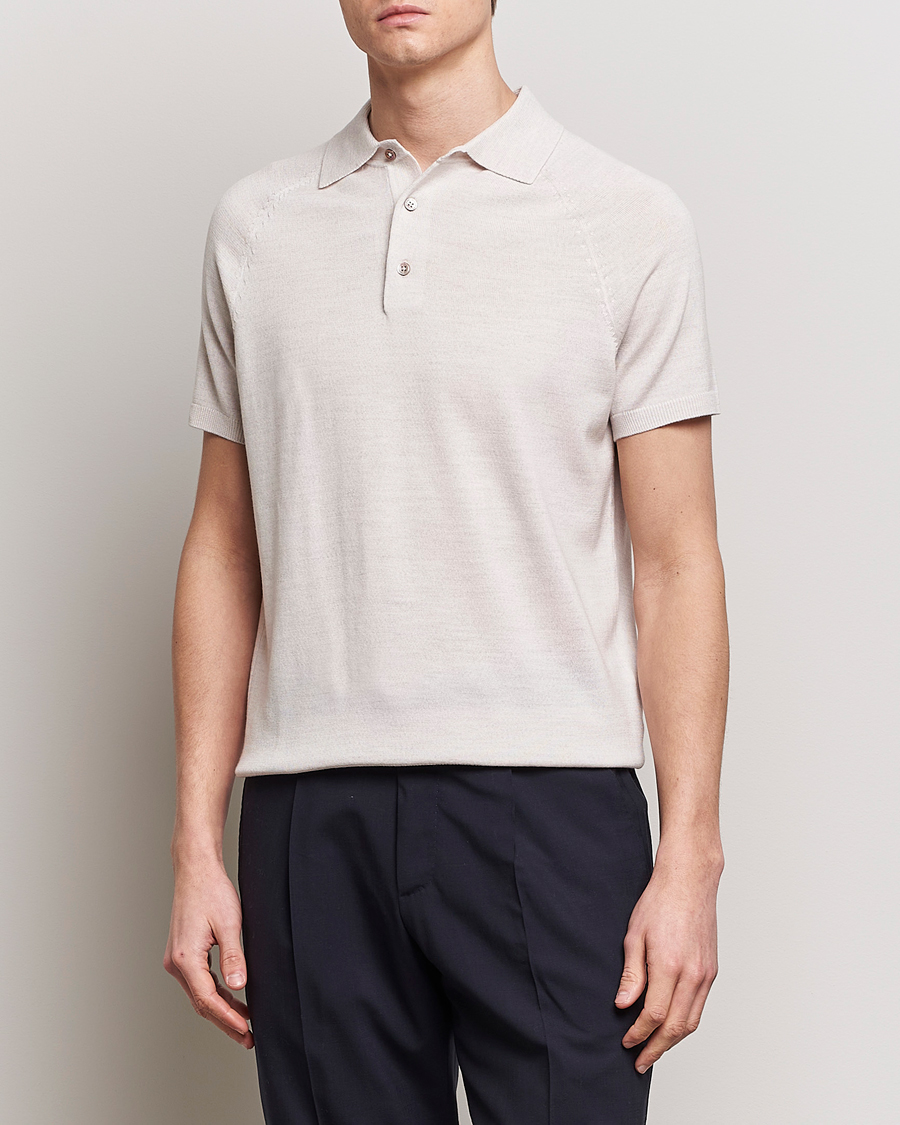 Herre | Kortermet piké | Morris Heritage | Fleming Short Sleeve Merino Polo Off White