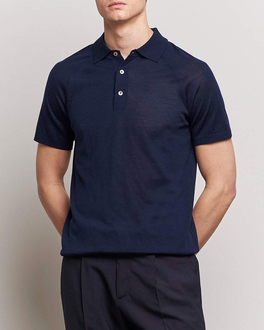 Herre | Avdelinger | Morris Heritage | Fleming Short Sleeve Merino Polo Navy