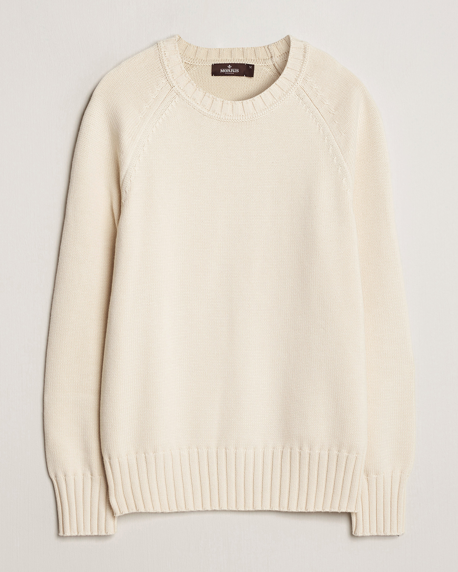 Herre | Gensere | Morris Heritage | Bennet Knitted Cotton/Cashmere Crew Neck Off White