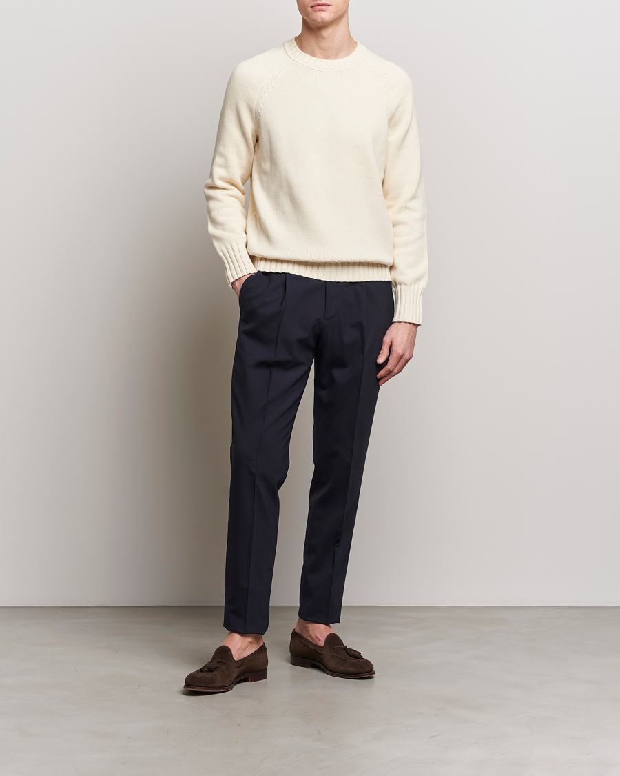Herre | Gensere | Morris Heritage | Bennet Knitted Cotton/Cashmere Crew Neck Off White