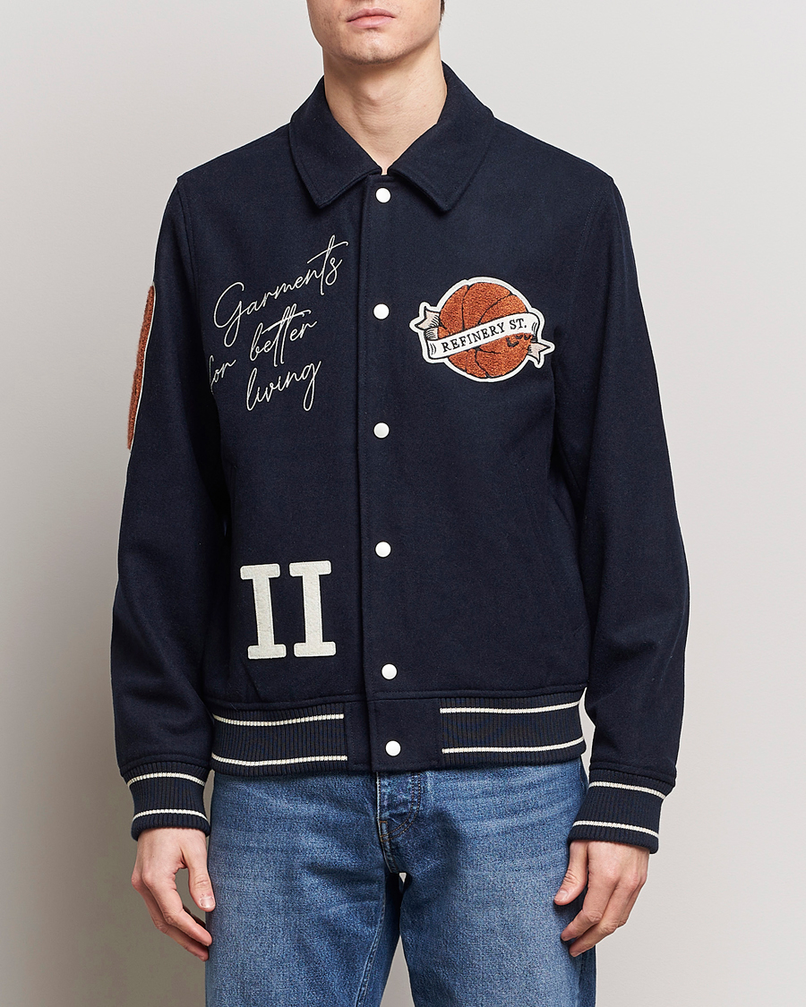 Herre |  | LES DEUX | Varsity Wool Jacket Dark Navy