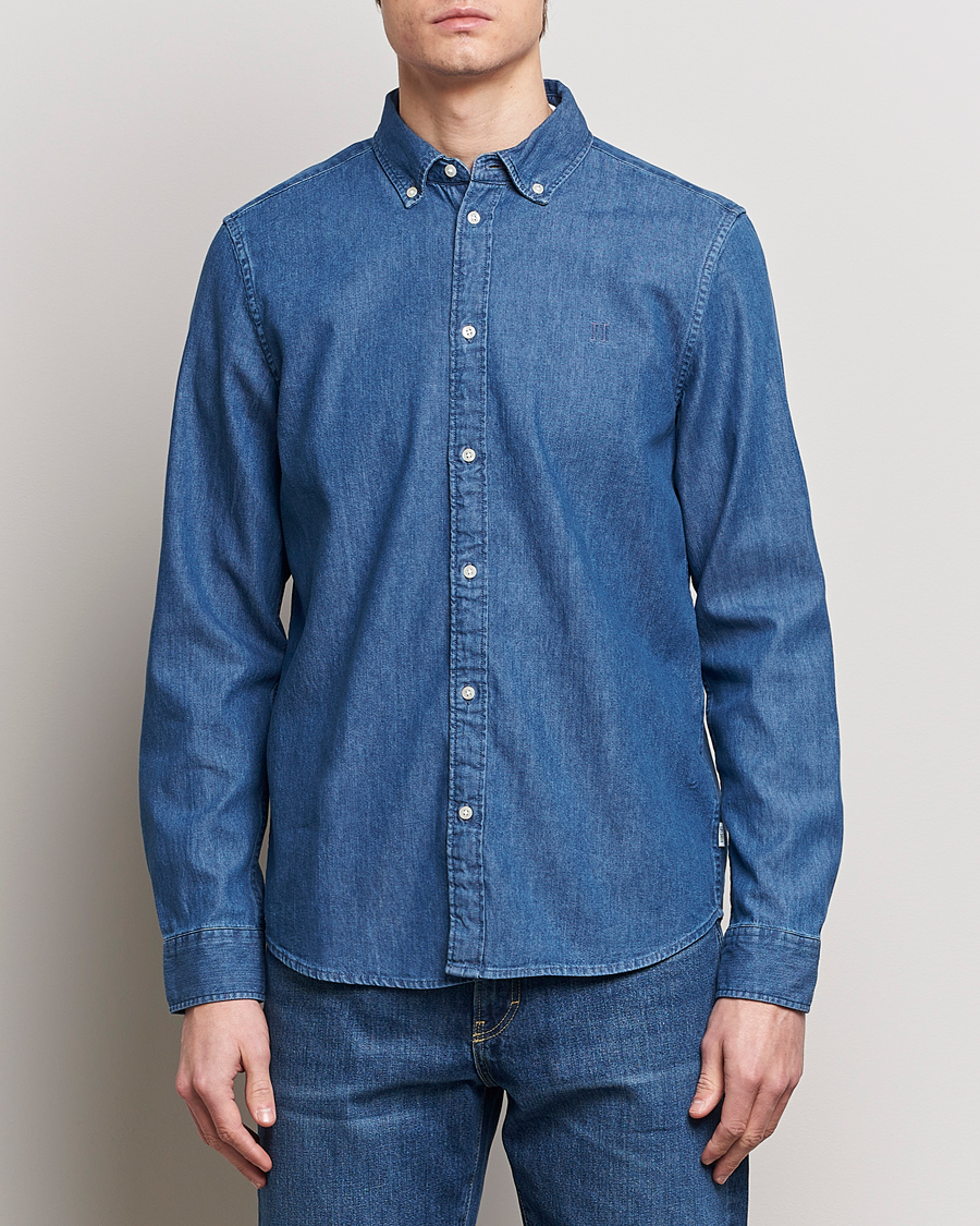 Herre | LES DEUX | LES DEUX | Kristian Denim Shirt Medium Blue