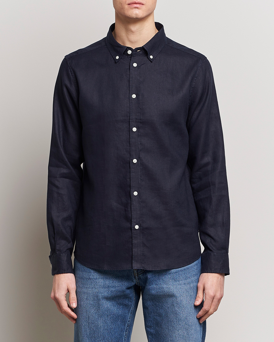Herre | Skjorter | LES DEUX | Kristian Linen Button Down Shirt Dark Navy