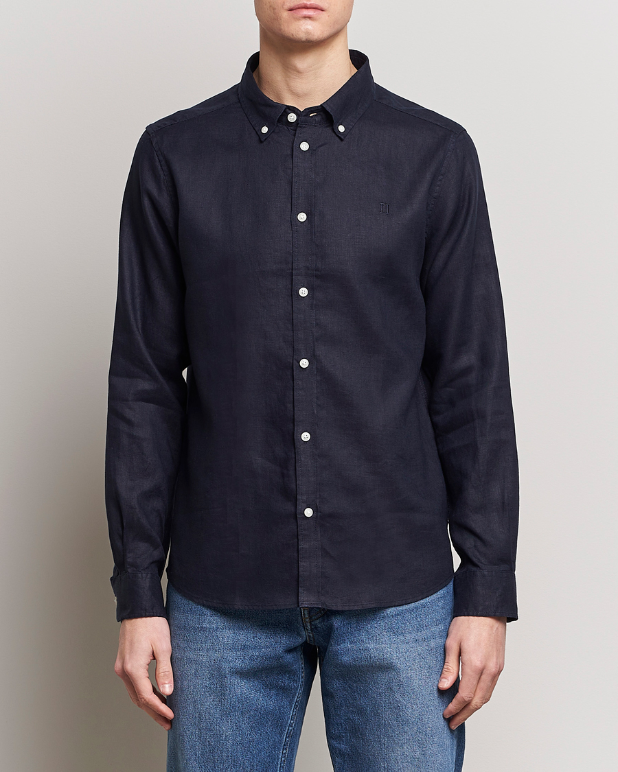 Herre | LES DEUX | LES DEUX | Kristian Linen Button Down Shirt Dark Navy