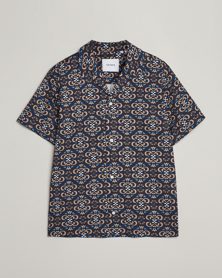 Herre | Skjorter | LES DEUX | Hendrix Printed Short Sleeve Shirt Dark Navy