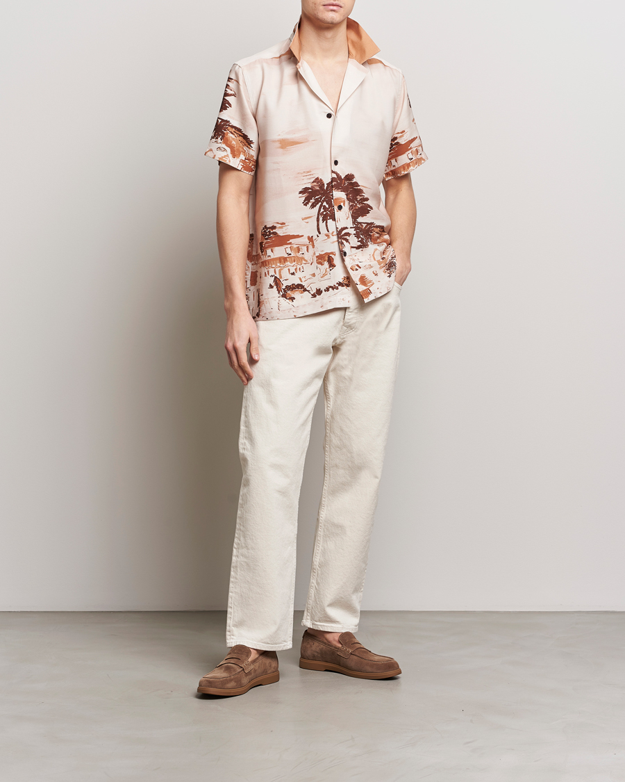 Herre | Skjorter | LES DEUX | Coastal Printed Short Sleeve Shirt Terracotta