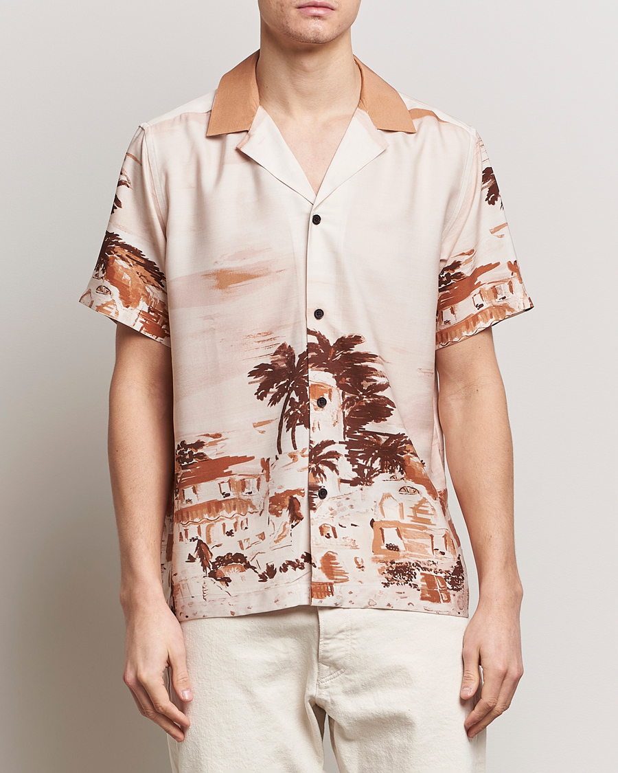 Men | LES DEUX | LES DEUX | Coastal Printed Short Sleeve Shirt Terracotta