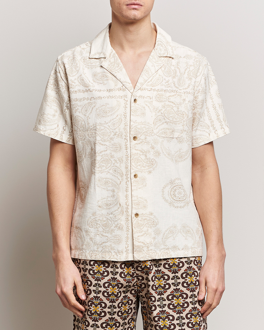 Herr | LES DEUX | LES DEUX | Lesley Paisley Short Sleeve Shirt Light Ivory