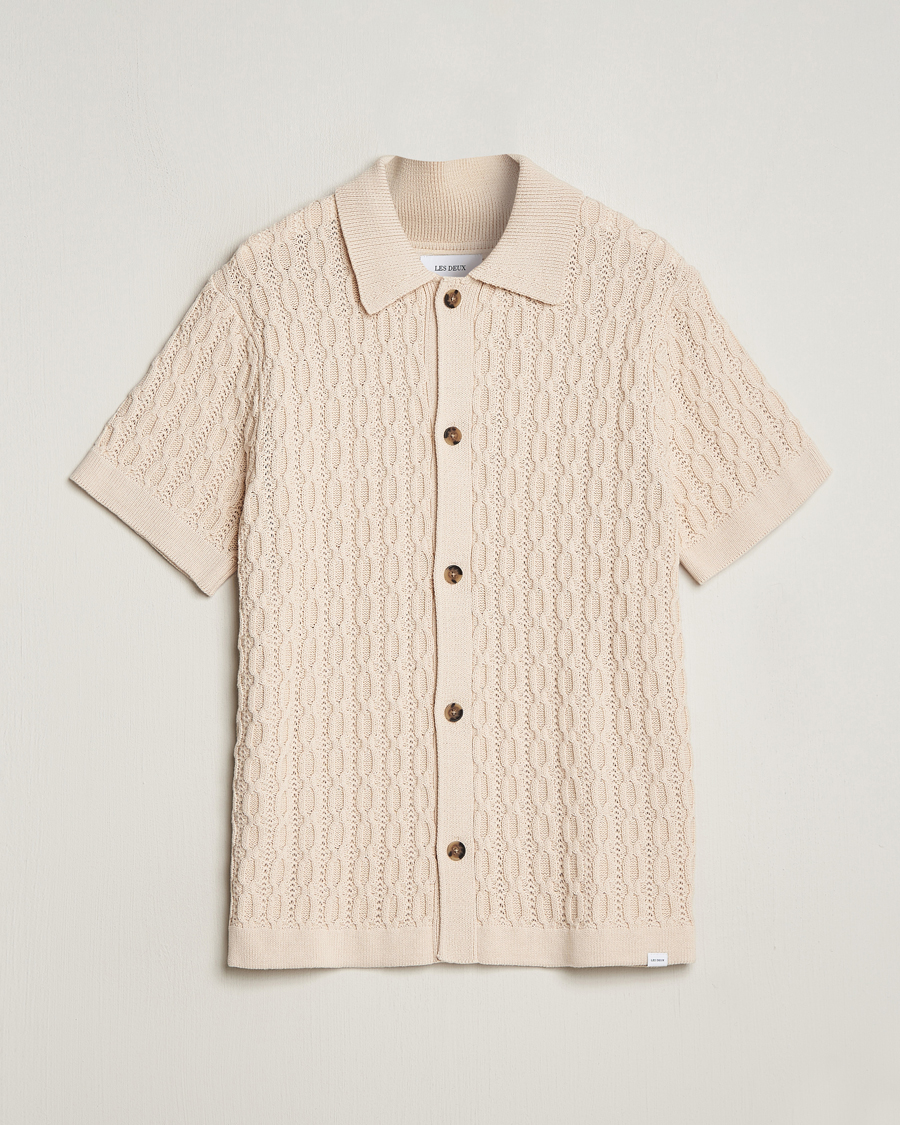 Herre | Skjorter | LES DEUX | Garret Knitted Short Sleeve Shirt Ivory