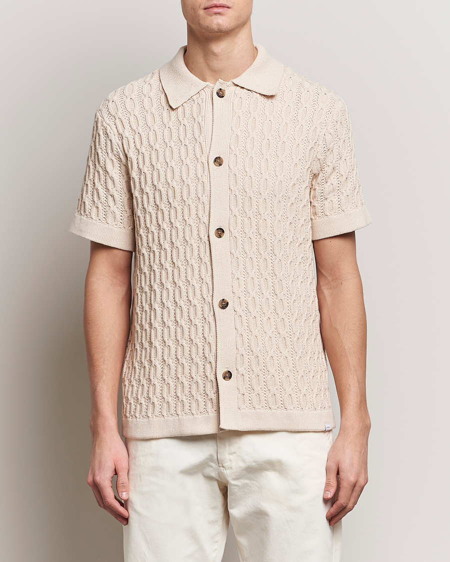 Herre | Tøj | LES DEUX | Garret Knitted Short Sleeve Shirt Ivory