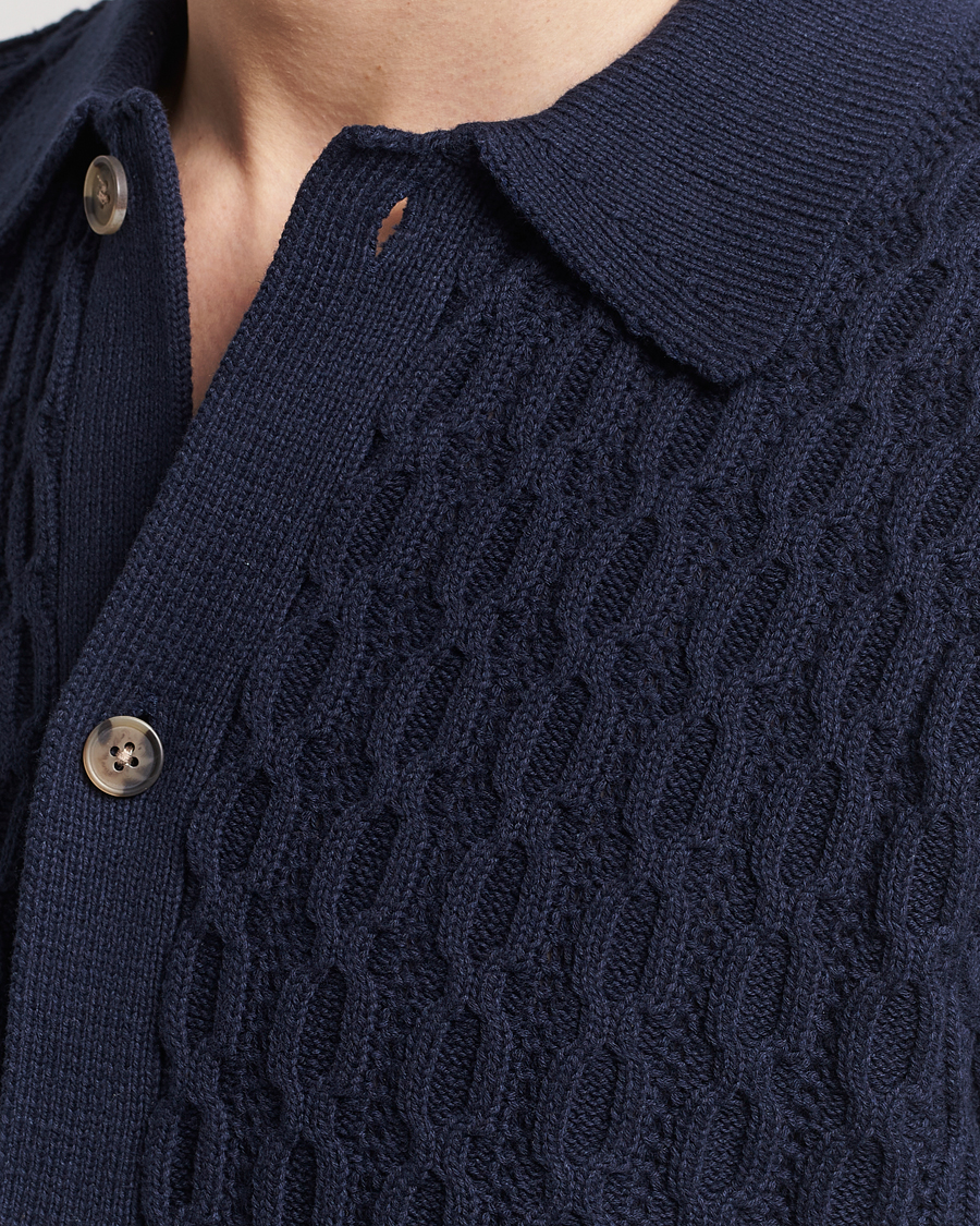 Herre | Skjorter | LES DEUX | Garret Knitted Short Sleeve Shirt Dark Navy