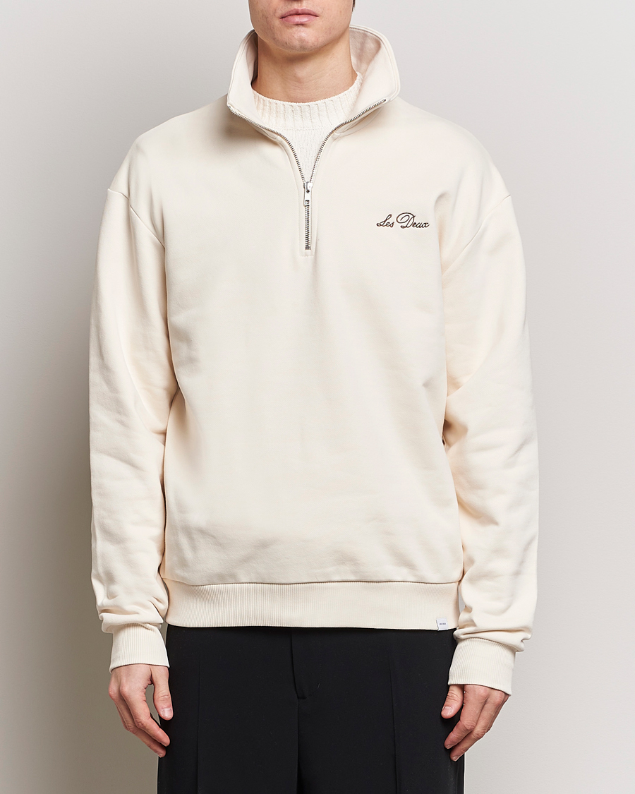 Herre | Tøj | LES DEUX | Crew Half Zip Sweatshirt Light Ivory