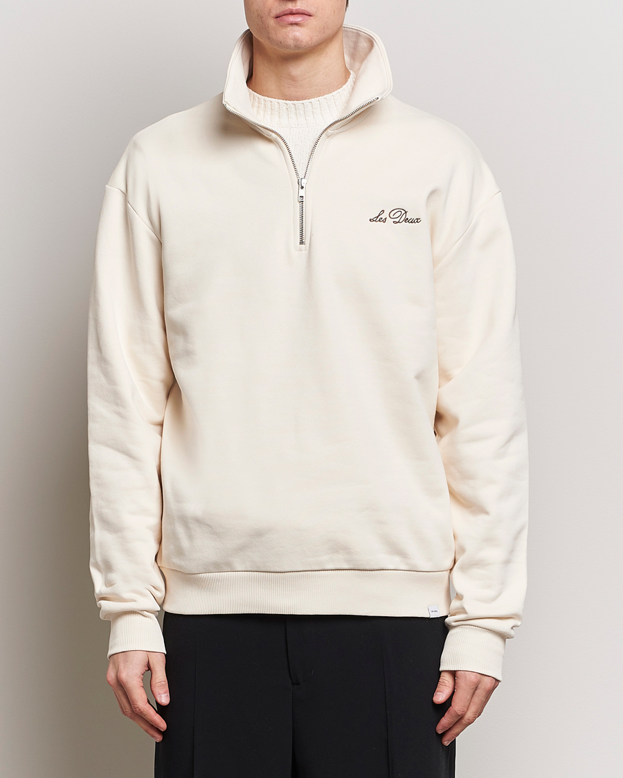 Herre | Gensere | LES DEUX | Crew Half Zip Sweatshirt Light Ivory