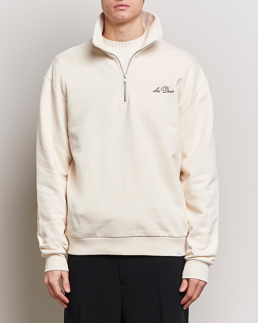 Herre | LES DEUX | LES DEUX | Crew Half Zip Sweatshirt Light Ivory