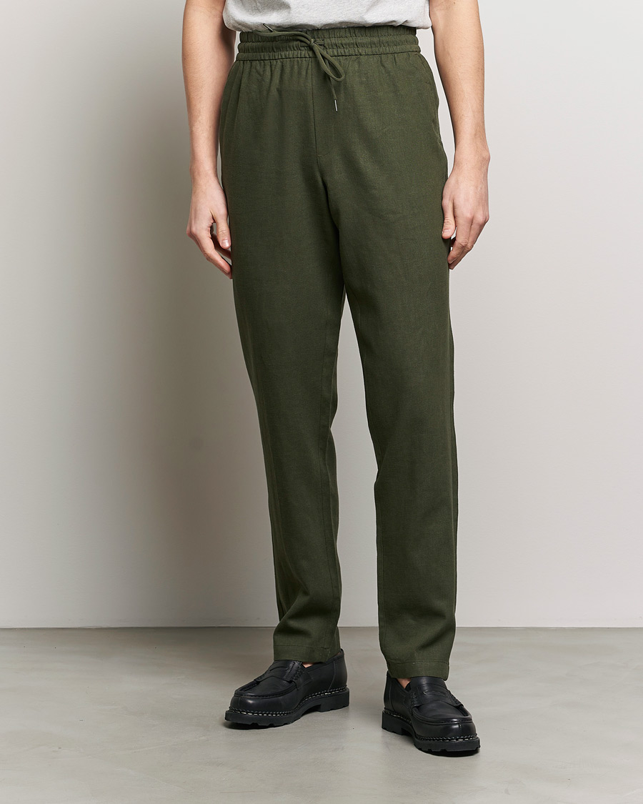 Herre | Plagg i lin | LES DEUX | Patrick Linen Pants Forrest Green