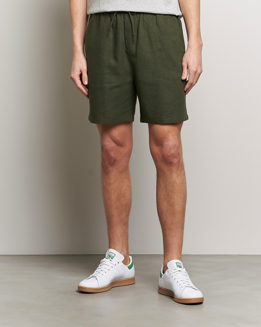 Herre | LES DEUX | LES DEUX | Otto Linen Shorts Forrest Green