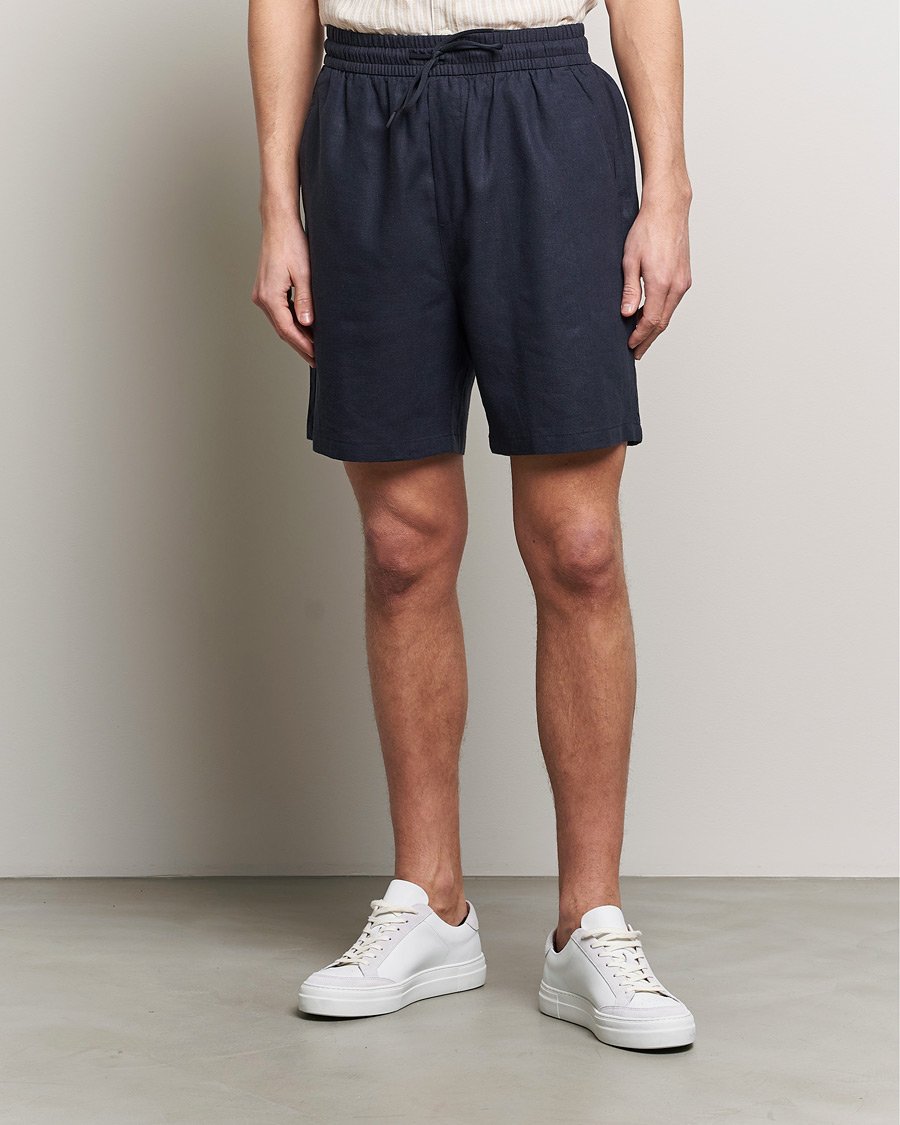 Herre | LES DEUX | LES DEUX | Otto Linen Shorts Dark Navy