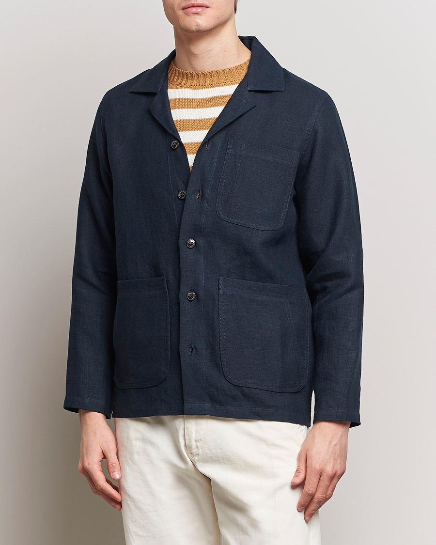 Herre | Casual | Peregrine | Grange Linen Shacket Navy