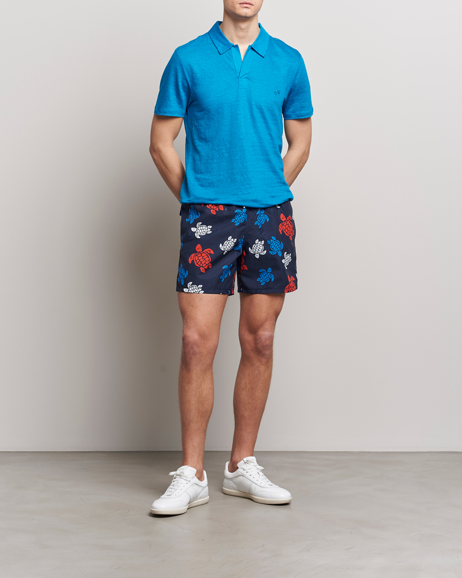 Herre | Badeshorts | Vilebrequin | Moorea Printed Swimshorts Bleu Marine