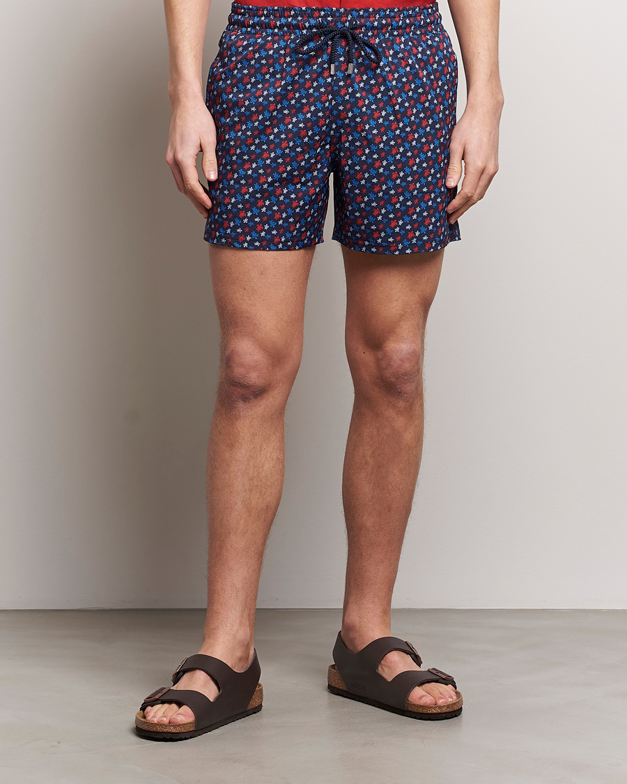 Herre | Badeshorts | Vilebrequin | Moorea Printed Swimshorts Bleu Marine