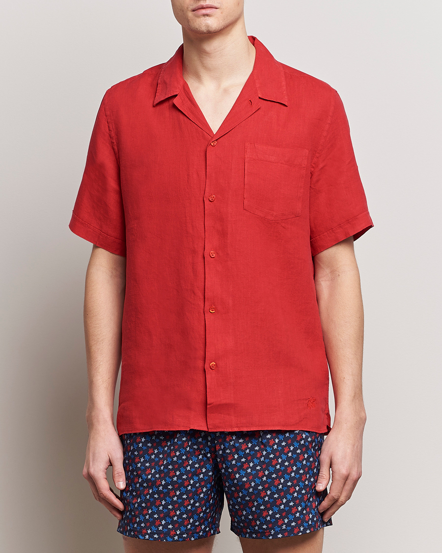 Herre | Kortermede skjorter | Vilebrequin | Carhli Resort Short Sleeve Shirt Mouline Rouge