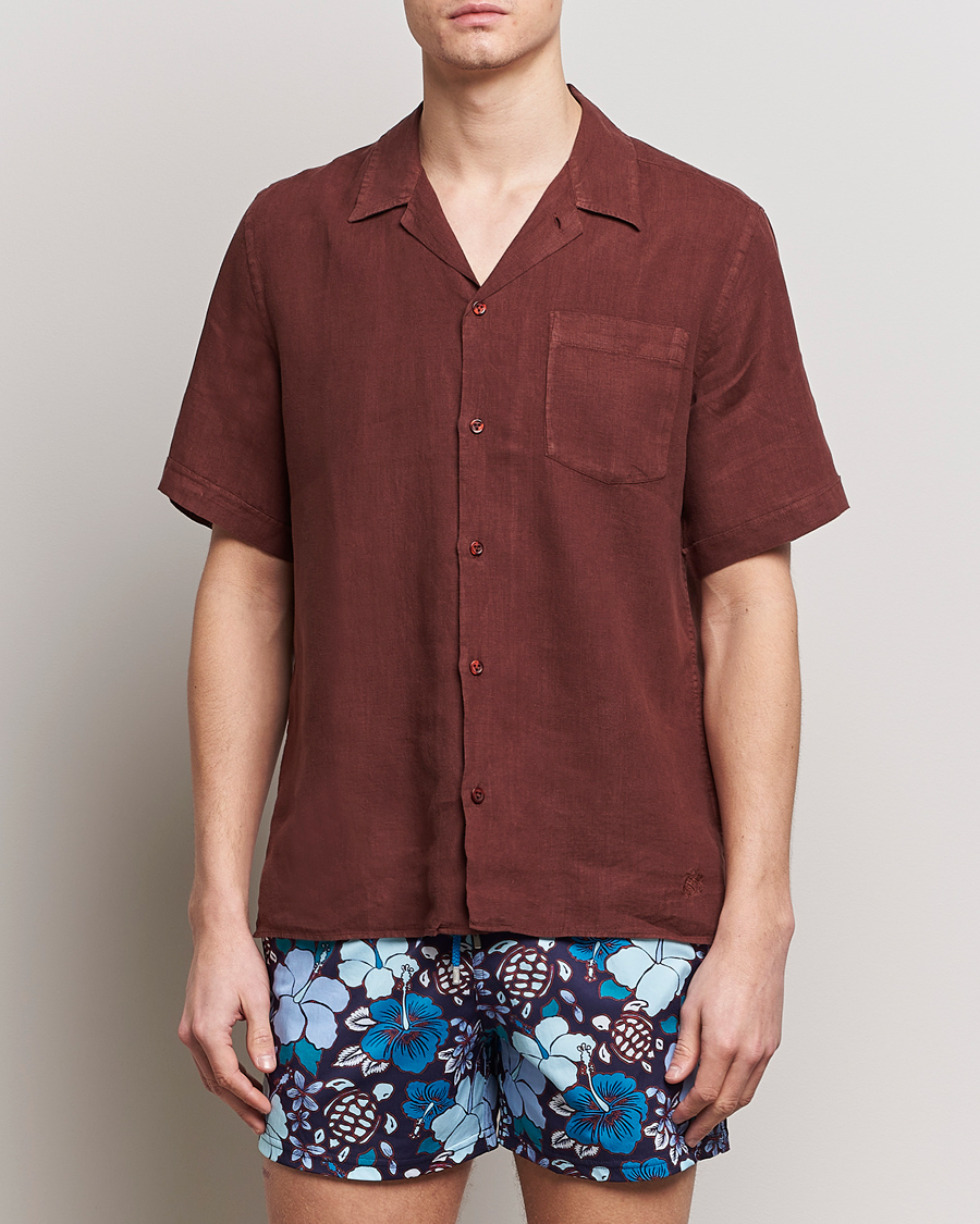 Herre | Vilebrequin | Vilebrequin | Carhli Resort Short Sleeve Shirt Acajou