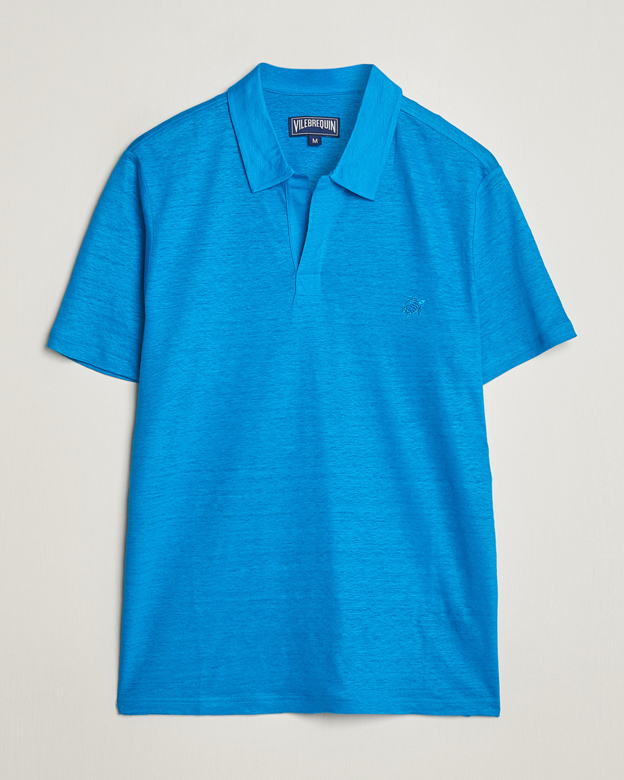 Herre | Pikéer | Vilebrequin | Pyramid Linen Jersey Polo Bleu Hawaii