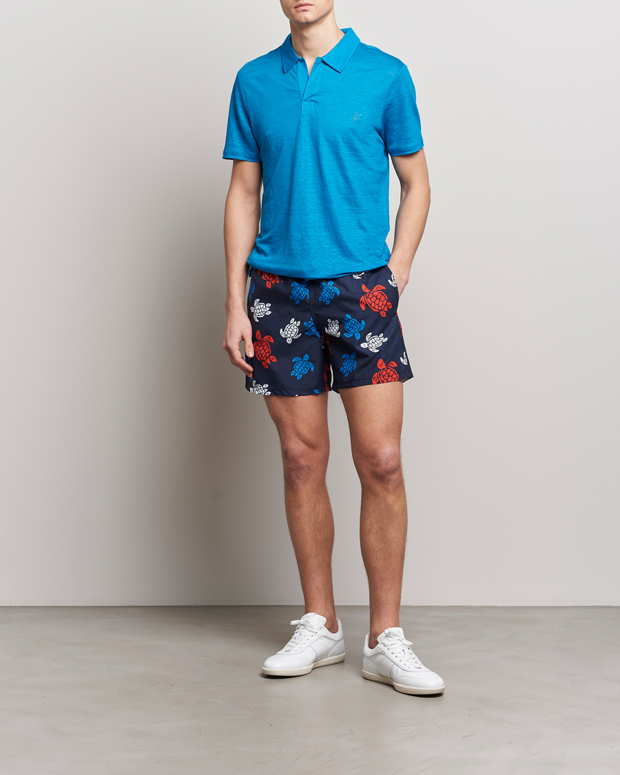 Herre | Pikéer | Vilebrequin | Pyramid Linen Jersey Polo Bleu Hawaii