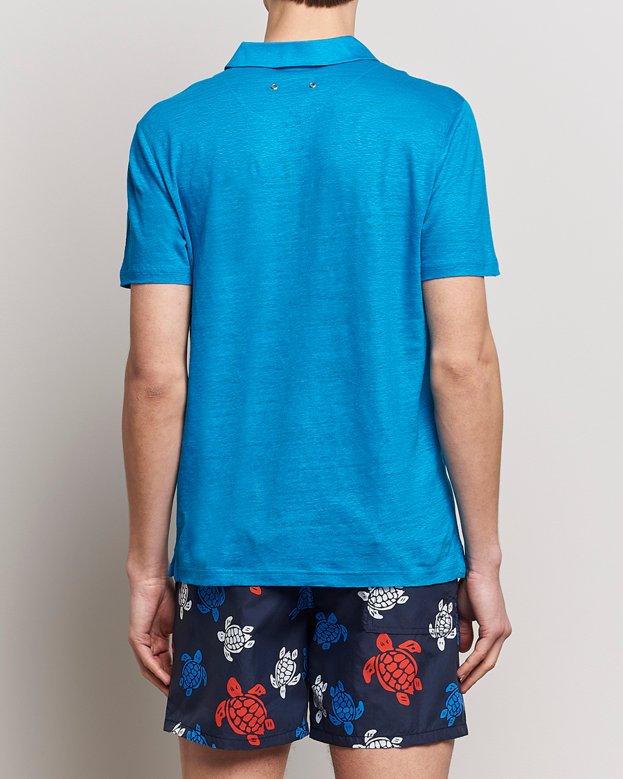 Herre | Pikéer | Vilebrequin | Pyramid Linen Jersey Polo Bleu Hawaii