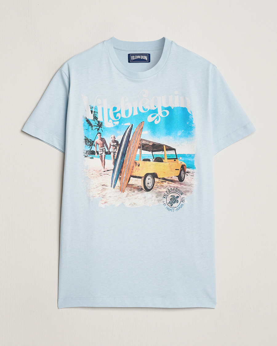 Herre | T-Shirts | Vilebrequin | Portisol Printed Crew Neck T-Shirt Bleu Ciel
