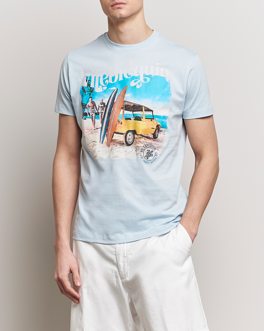 Herre | Nytt i butikken | Vilebrequin | Portisol Printed Crew Neck T-Shirt Bleu Ciel
