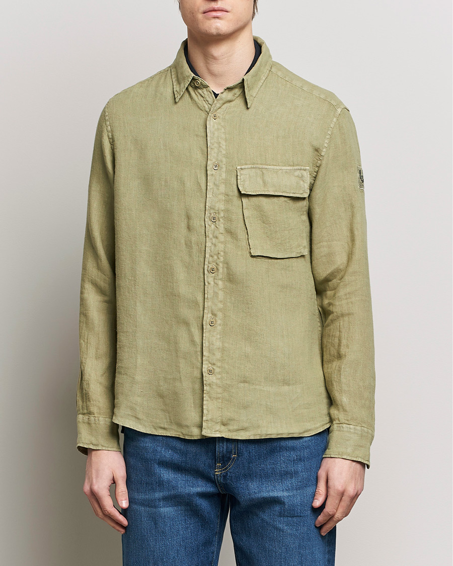 Herre | Linskjorter | Belstaff | Scale Linen Pocket Shirt Aloe