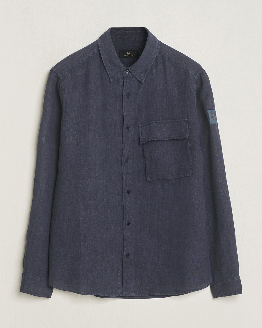 Herre | Skjorter | Belstaff | Scale Linen Pocket Shirt Dark Ink