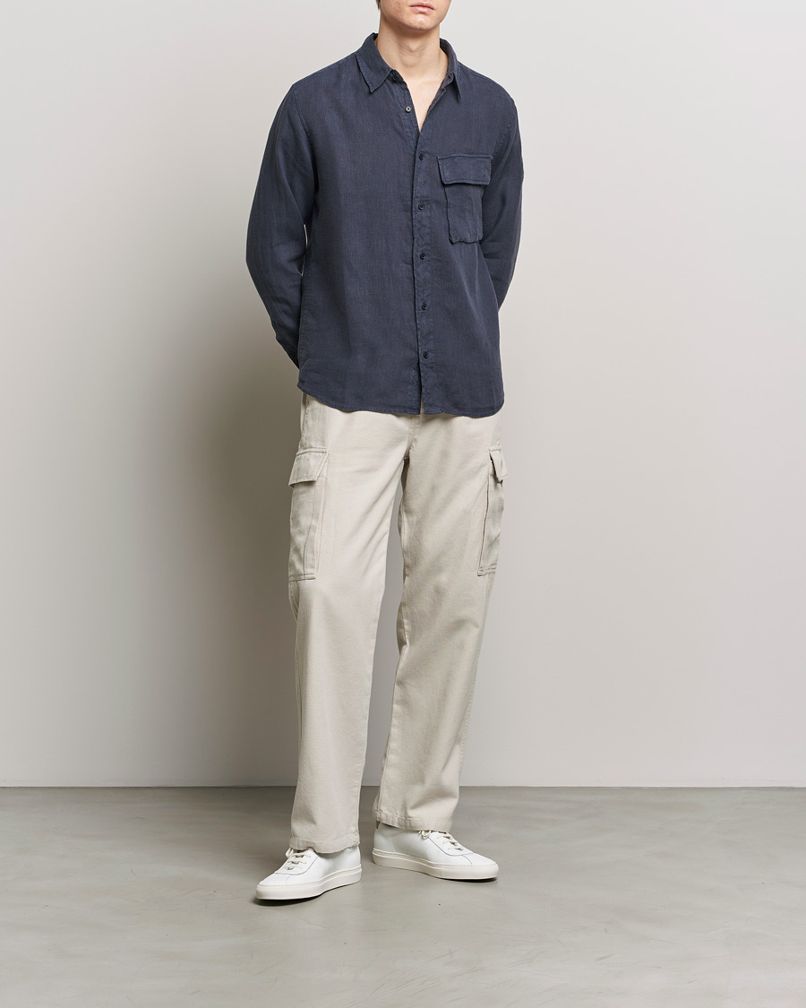 Herre | Skjorter | Belstaff | Scale Linen Pocket Shirt Dark Ink