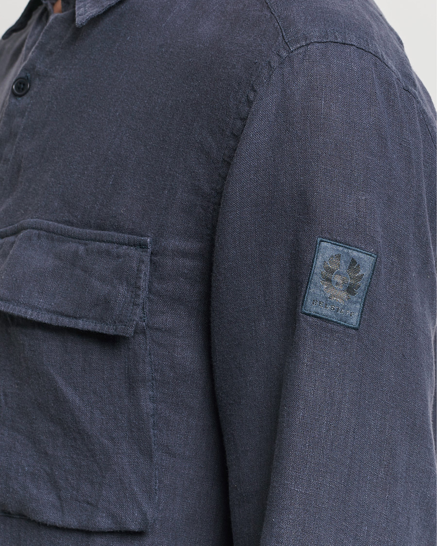 Herre | Skjorter | Belstaff | Scale Linen Pocket Shirt Dark Ink