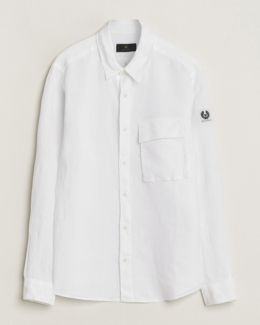 Herre | Skjorter | Belstaff | Scale Linen Pocket Shirt White