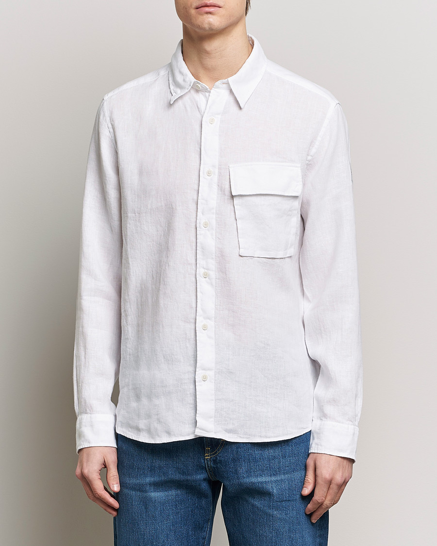 Herre | Casual | Belstaff | Scale Linen Pocket Shirt White